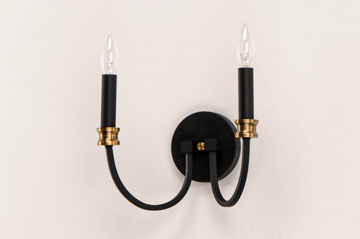 Maxim 11372BKAB Charlton 2 Light Wall Sconce | Black / Antique Brass