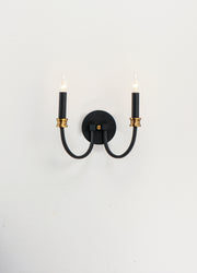 Maxim 11372BKAB Charlton 2 Light Wall Sconce | Black / Antique Brass