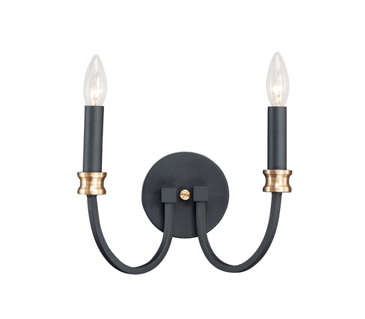 Maxim 11372BKAB Charlton 2 Light Wall Sconce | Black / Antique Brass