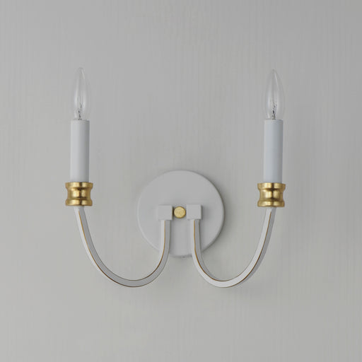 Maxim 11372WWTGL Charlton 2 Light Wall Sconce | Weathered White/Gold Leaf