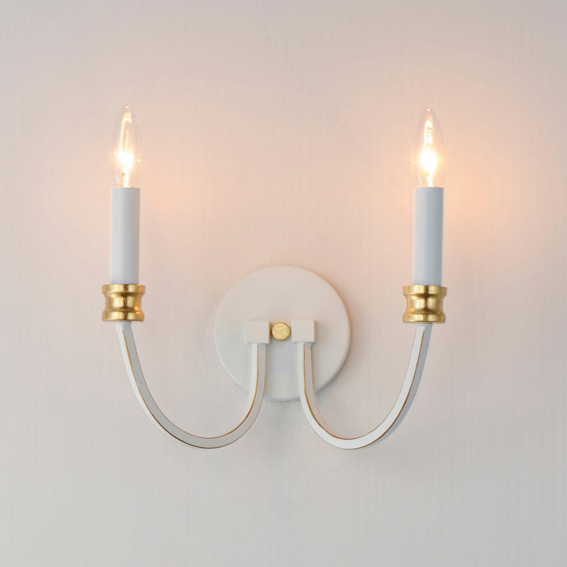 Maxim 11372WWTGL Charlton 2 Light Wall Sconce | Weathered White/Gold Leaf