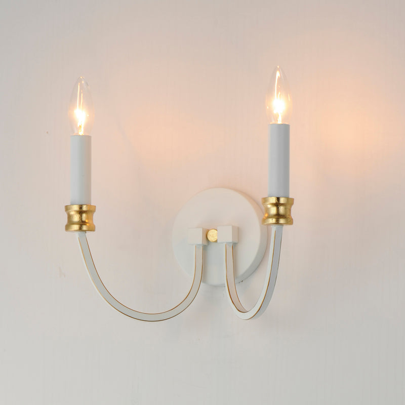 Maxim 11372WWTGL Charlton 2 Light Wall Sconce | Weathered White/Gold Leaf
