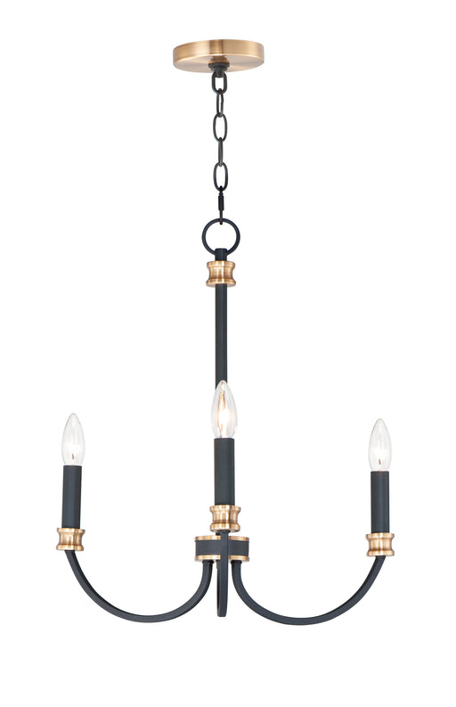 Maxim 11373BKAB Charlton 3 Light Chandelier | Black / Antique Brass