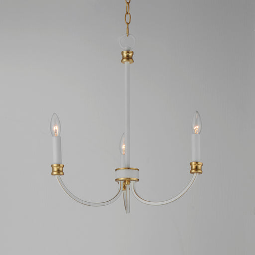 Maxim 11373WWTGL Charlton 3 Light Chandelier | Weathered White/Gold Leaf
