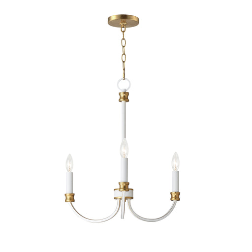 Maxim 11373WWTGL Charlton 3 Light Chandelier | Weathered White/Gold Leaf