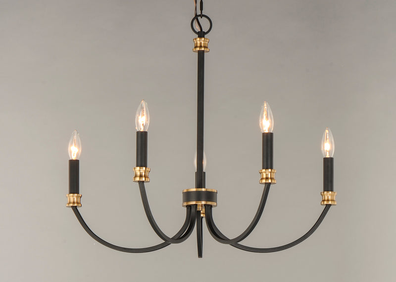 Maxim 11375BKAB Charlton 5 Light Chandelier | Black / Antique Brass