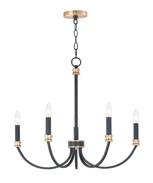 Maxim 11375BKAB Charlton 5 Light Chandelier | Black / Antique Brass