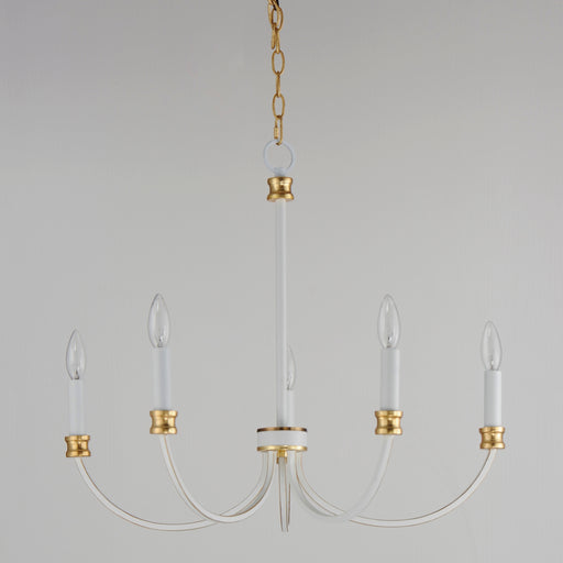 Maxim 11375WWTGL Charlton 5 Light Chandelier | Weathered White/Gold Leaf