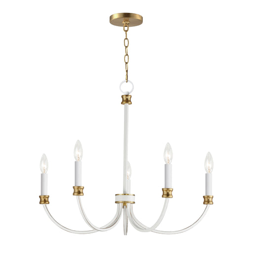 Maxim 11375WWTGL Charlton 5 Light Chandelier | Weathered White/Gold Leaf