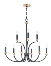 Maxim 11377BKAB Charlton 9 Light Chandelier | Black / Antique Brass