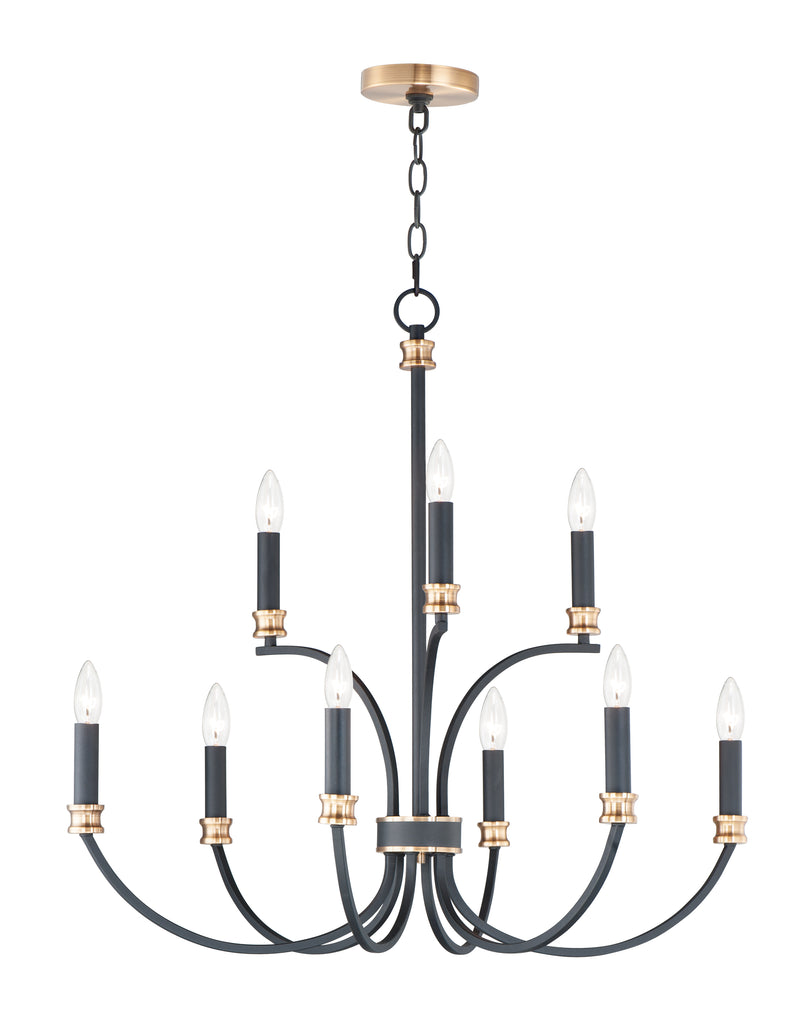 Maxim 11377BKAB Charlton 9 Light Chandelier | Black / Antique Brass