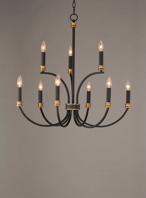 Maxim 11377BKAB Charlton 9 Light Chandelier | Black / Antique Brass