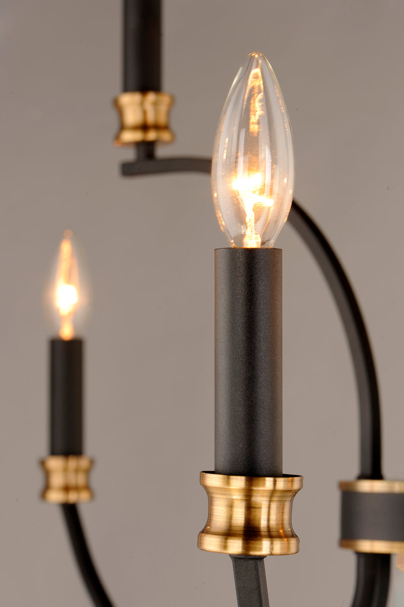 Maxim 11377BKAB Charlton 9 Light Chandelier | Black / Antique Brass