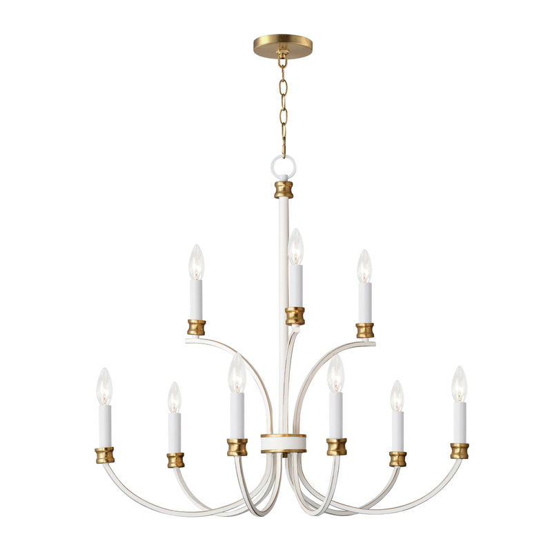 Maxim 11377WWTGL Charlton 9 Light Chandelier | Weathered White/Gold Leaf
