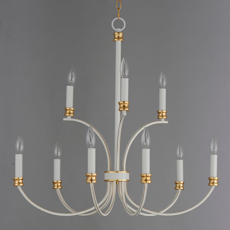 Maxim 11377WWTGL Charlton 9 Light Chandelier | Weathered White/Gold Leaf