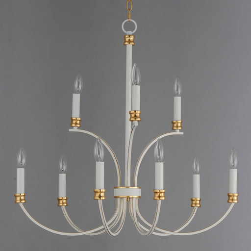 Maxim 11377WWTGL Charlton 9 Light Chandelier | Weathered White/Gold Leaf