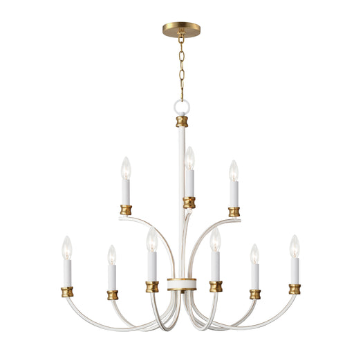 Maxim 11377WWTGL Charlton 9 Light Chandelier | Weathered White/Gold Leaf