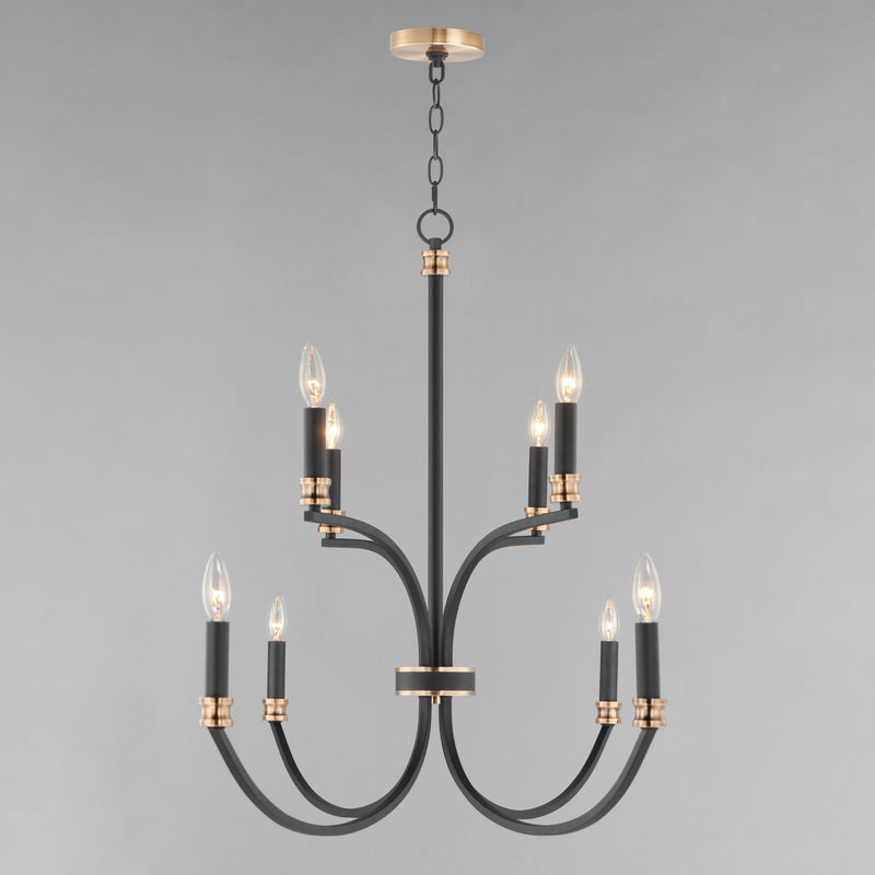Maxim 11378BKAB Charlton 8 Light Chandelier | Black / Antique Brass