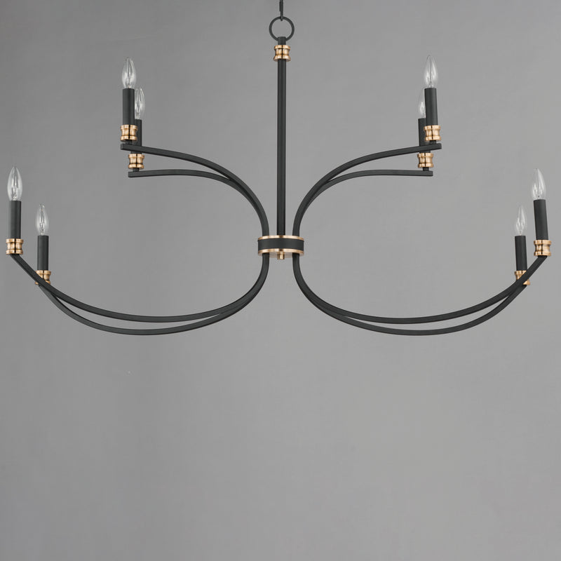 Maxim 11378BKAB Charlton 8 Light Chandelier | Black / Antique Brass