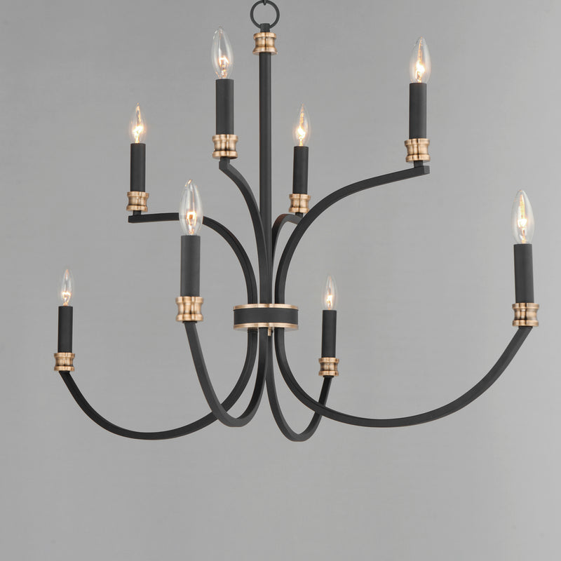 Maxim 11378BKAB Charlton 8 Light Chandelier | Black / Antique Brass