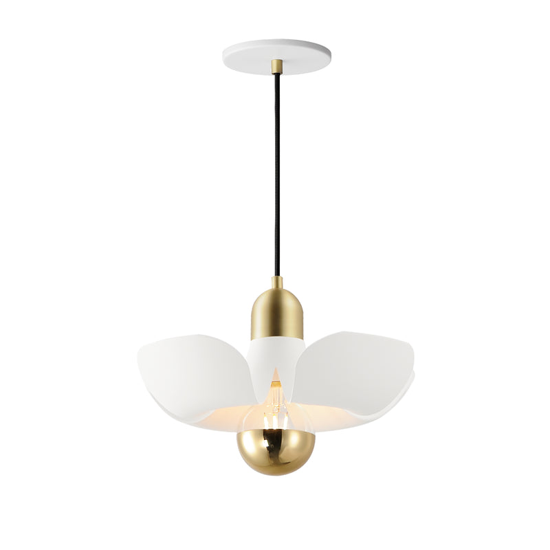 Maxim 11391WTSBR Poppy 12" Pendant | White/Satin Brass