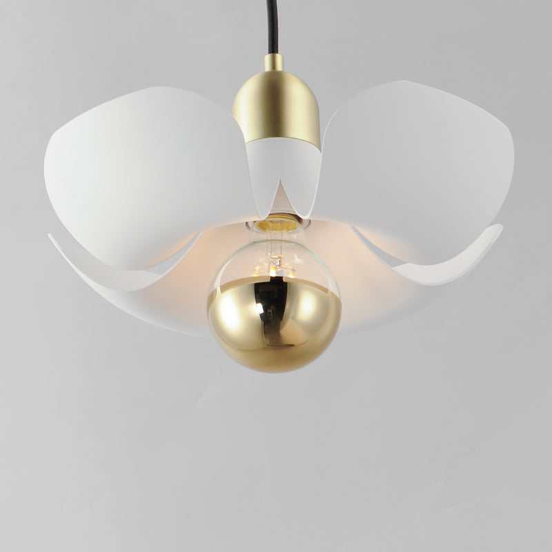 Maxim 11391WTSBR Poppy 12" Pendant | White/Satin Brass