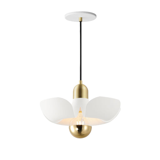 Maxim 11391WTSBR Poppy 12" Pendant | White/Satin Brass