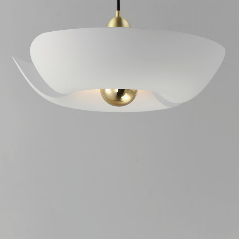 Maxim 11392WTSBR Poppy 18" Pendant | White/Satin Brass
