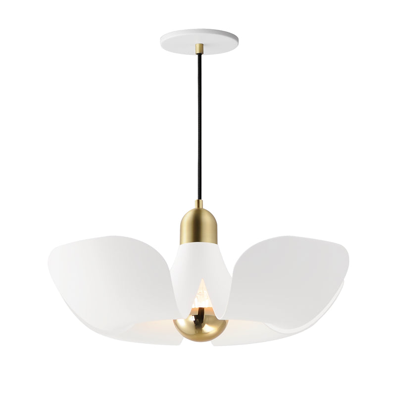 Maxim 11394WTSBR Poppy 18" Pendant | White/Satin Brass