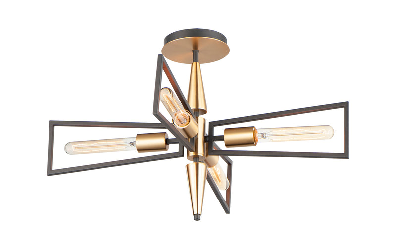 Maxim 11650BKSBR Wings 4 Light Flush Mount | Black / Satin Brass