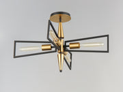 Maxim 11650BKSBR Wings 4 Light Flush Mount | Black / Satin Brass