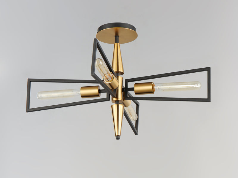 Maxim 11650BKSBR Wings 4 Light Flush Mount | Black / Satin Brass