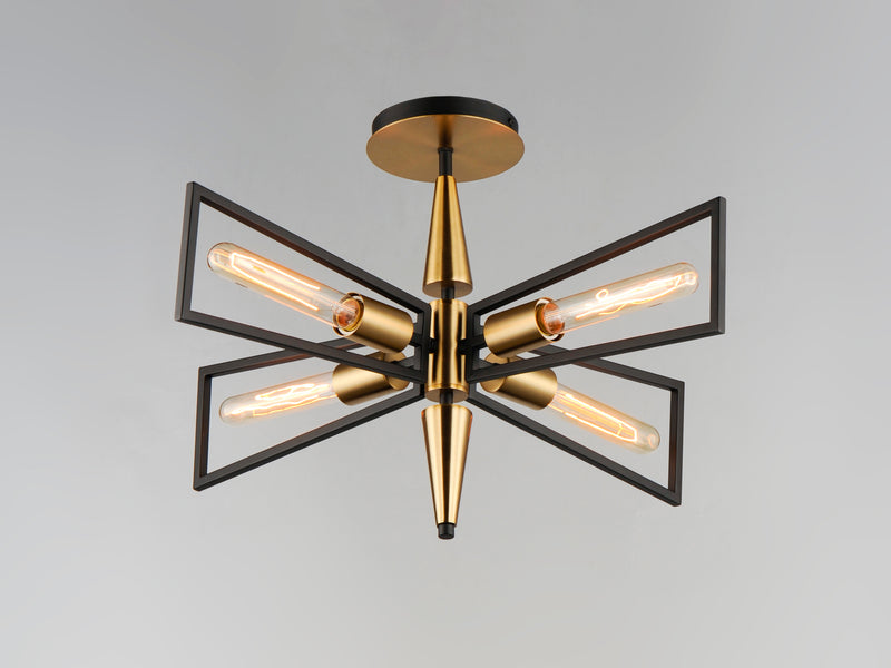 Maxim 11650BKSBR Wings 4 Light Flush Mount | Black / Satin Brass