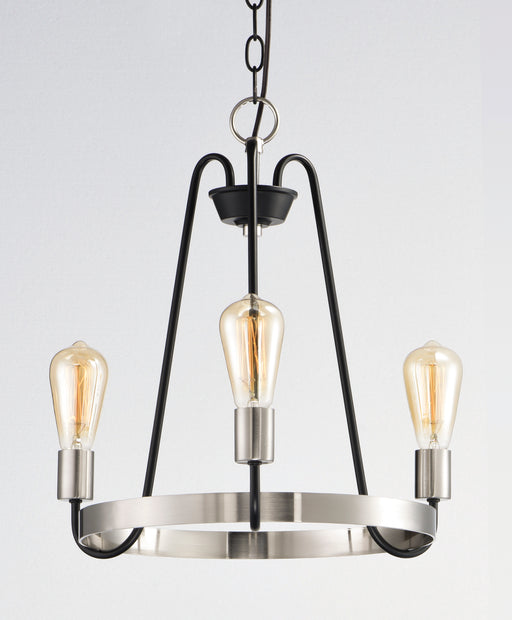 Maxim 11733BKSN Haven 3 Light Chandelier | Black / Satin Nickel