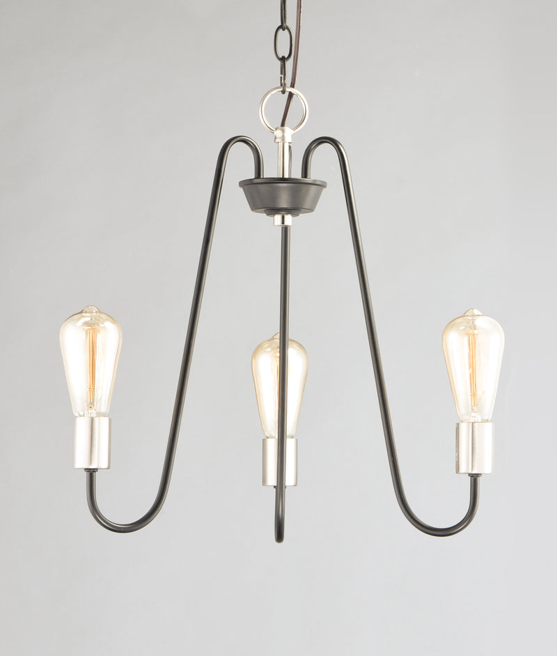 Maxim 11733BKSN Haven 3 Light Chandelier | Black / Satin Nickel