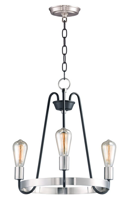 Maxim 11733BKSN Haven 3 Light Chandelier | Black / Satin Nickel