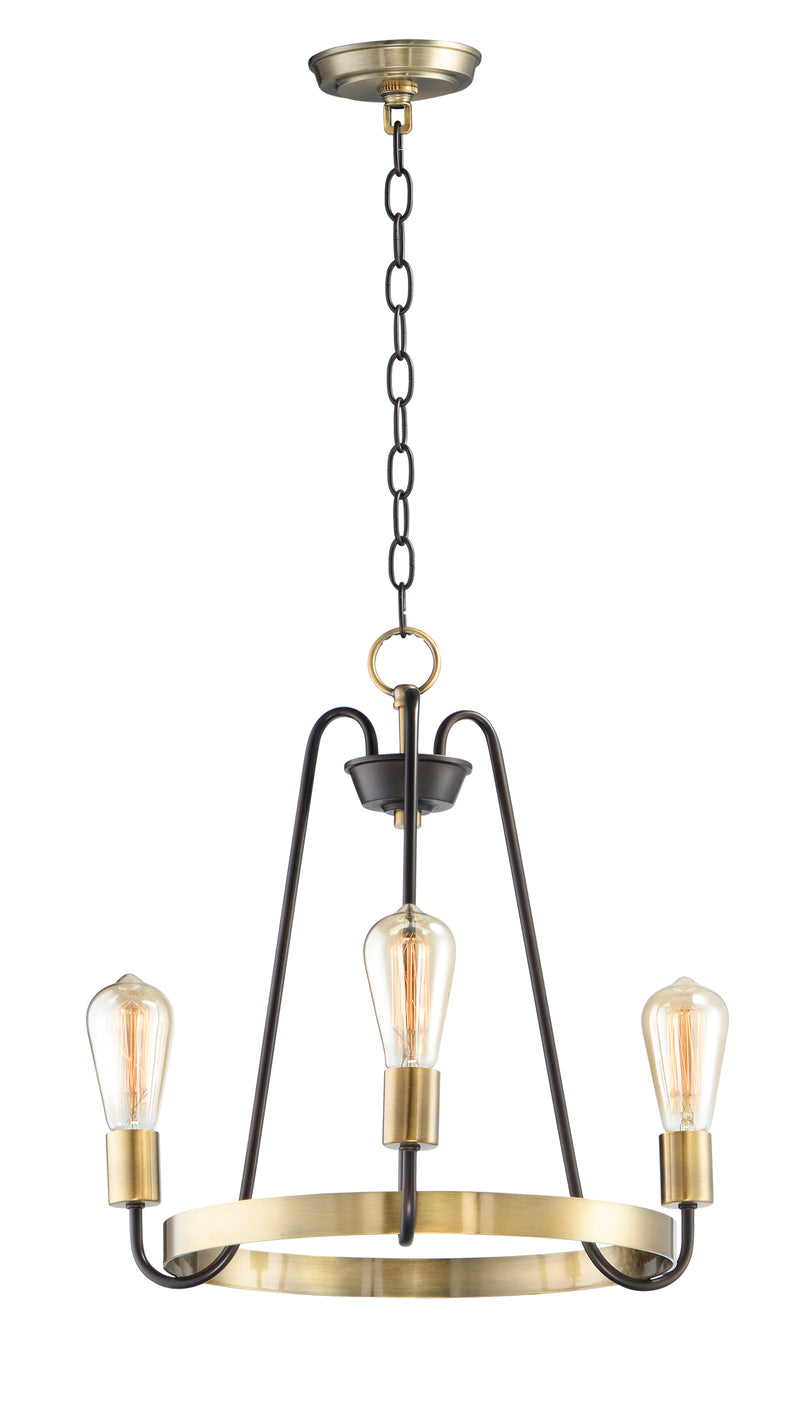 Maxim 11733OIAB Haven 3 Light Chandelier | Oil Rubbed Bronze / Antique Brass