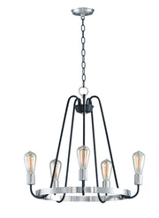 Maxim 11735BKSN Haven 5 Light Chandelier | Black / Satin Nickel