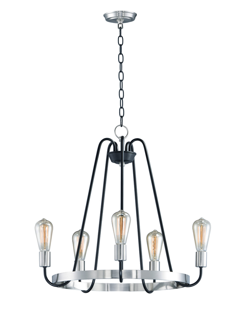 Maxim 11735BKSN Haven 5 Light Chandelier | Black / Satin Nickel
