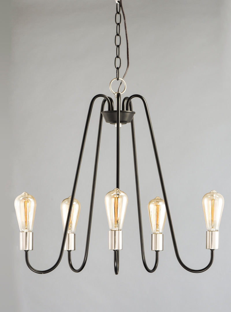 Maxim 11735BKSN Haven 5 Light Chandelier | Black / Satin Nickel