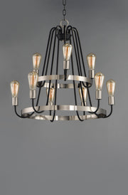 Maxim 11737BKSN Haven 9 Light Chandelier | Black / Satin Nickel