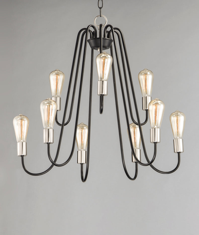 Maxim 11737BKSN Haven 9 Light Chandelier | Black / Satin Nickel