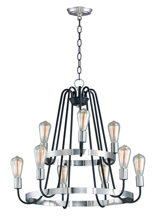 Maxim 11737BKSN Haven 9 Light Chandelier | Black / Satin Nickel