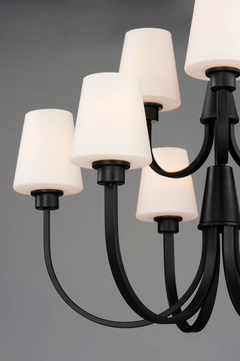 Maxim 11826SWBK Shelter 9 Light Chandelier | Black