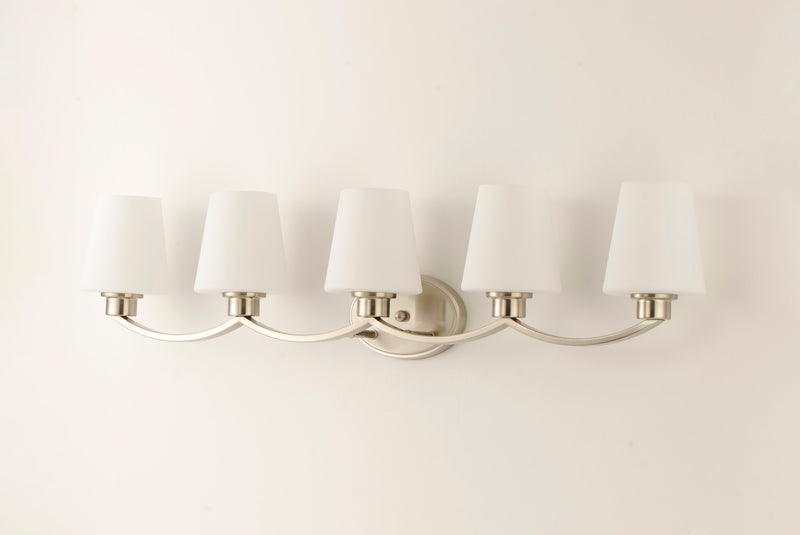 Maxim 11835SWSN Shelter 5 Light Bath Vanity | Satin Nickel