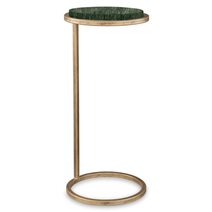 Parlen Accent Table | Aged Gold Iron and Dark Green Marble Top (10 in. W x 24 in. H)