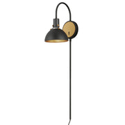 Maxim 12041ABBK Dawn Pin Up Wall Sconce | Antique Brass / Black