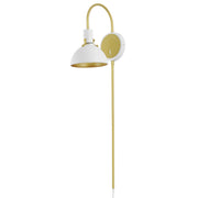 Maxim 12041WTSBR Dawn Pin Up Wall Sconce | White/Satin Brass