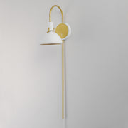 Maxim 12041WTSBR Dawn Pin Up Wall Sconce | White/Satin Brass