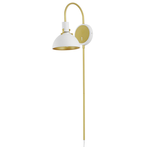Maxim 12041WTSBR Dawn Pin Up Wall Sconce | White/Satin Brass